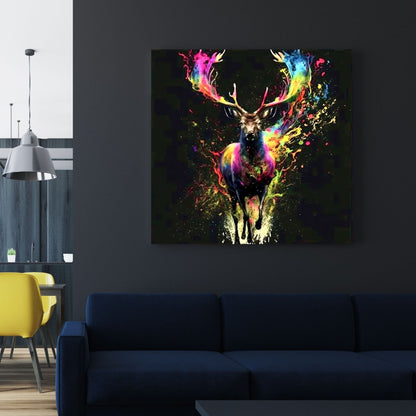 Stunning Stag Colourful Explosion Wall Art