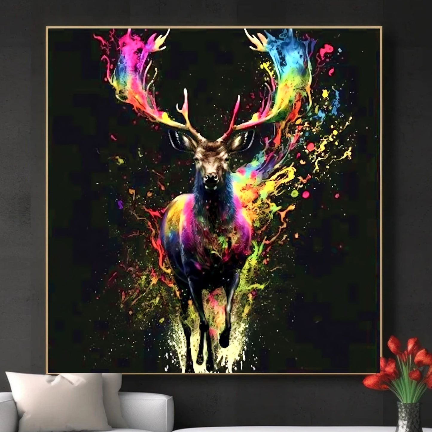 Stunning Stag Colourful Explosion Wall Art
