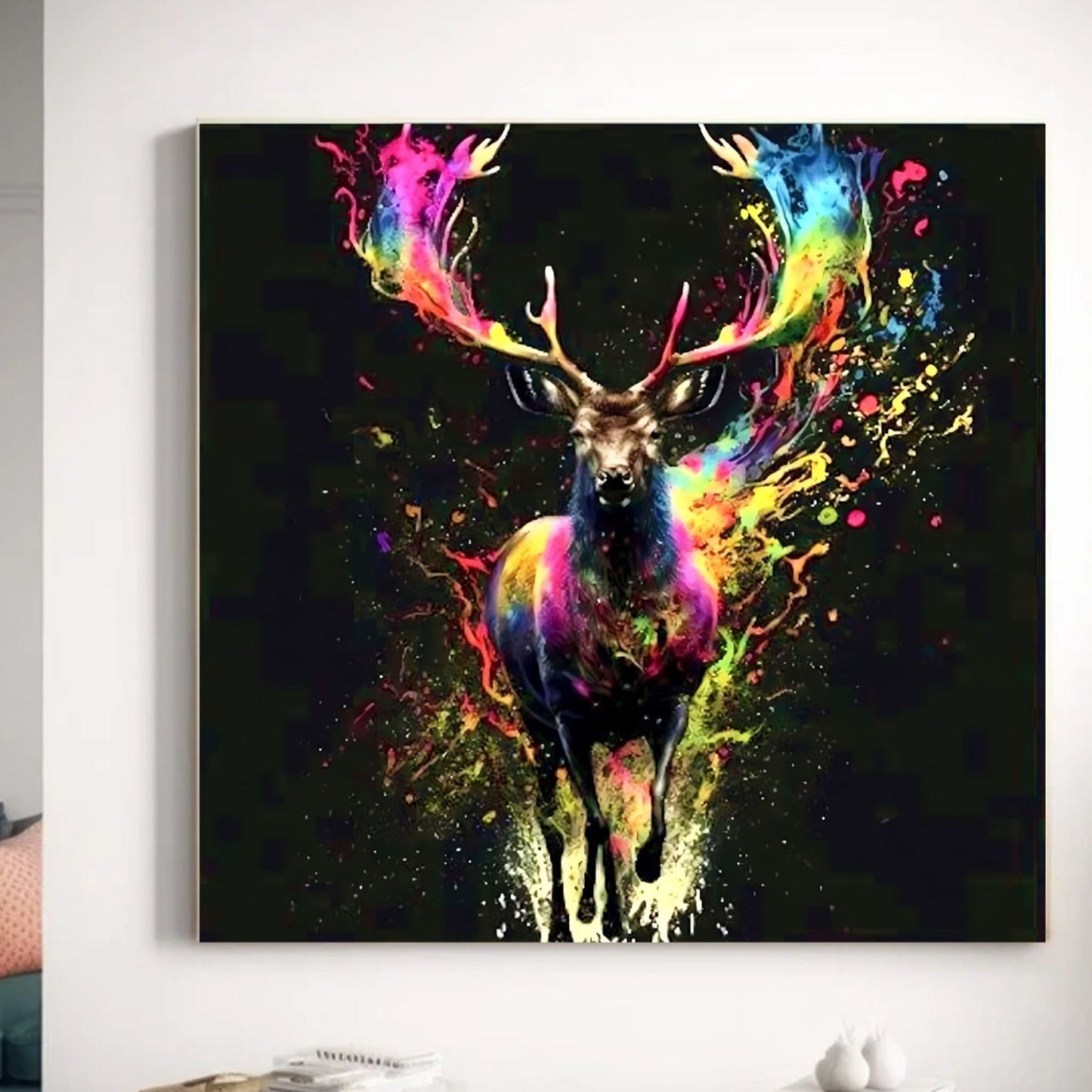 Stunning Stag Colourful Explosion Wall Art