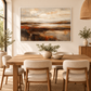 Earth and Horizon in a white frame in a contemporary dining room