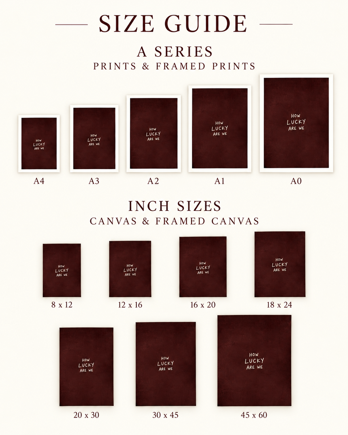 How Lucky Are We: size guide
