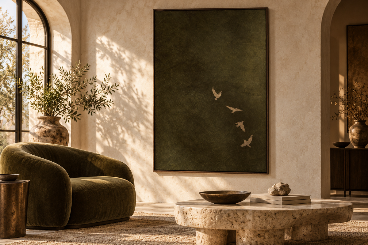 Gilded Wings: Contemporary living room hero