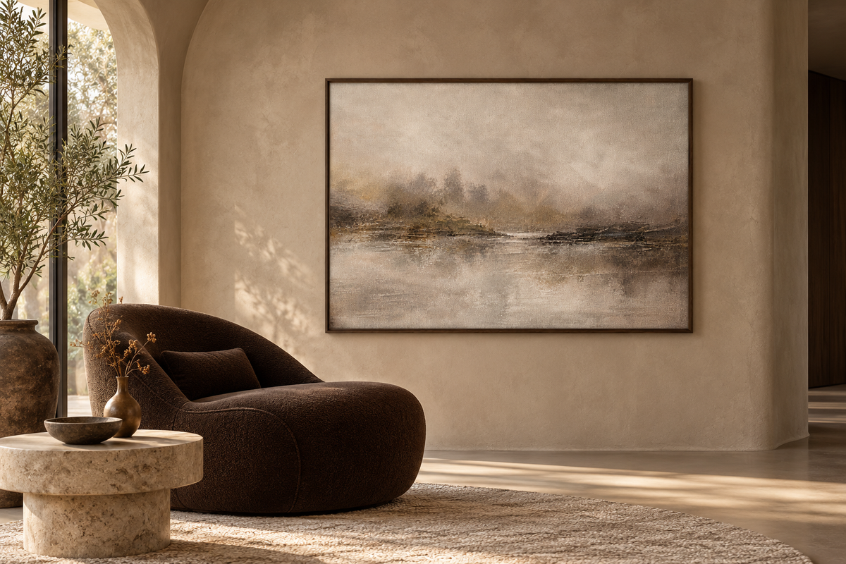 Where Water Rests in a contemporary room with curved dark chair