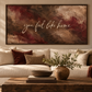 You Feel Like Home burgundy quote artwork in a warm living room