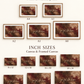 Size guide for A-series mounted prints and landscape inch-size canvases