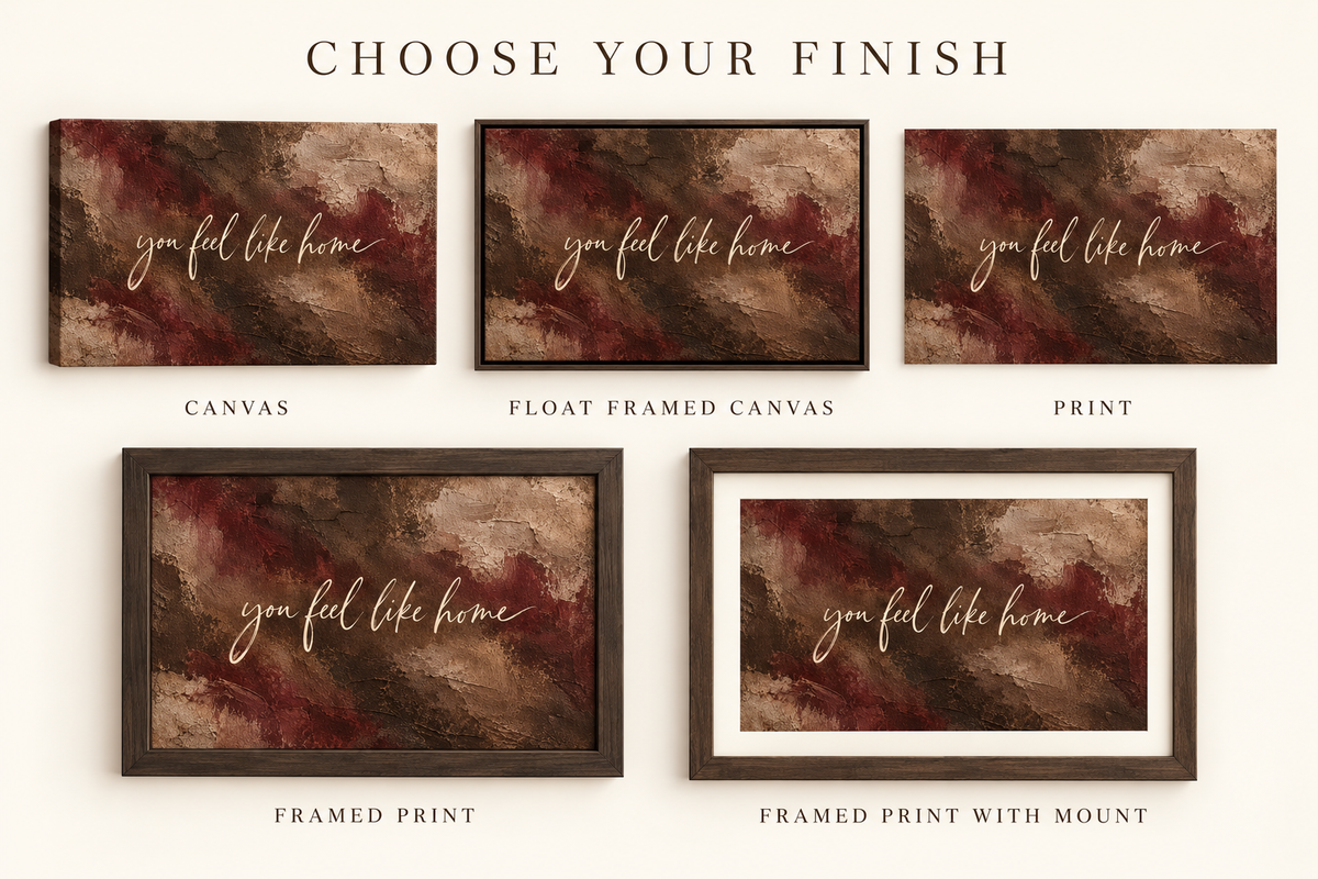 Choose your finish guide for canvas, framed canvas, print and framed prints