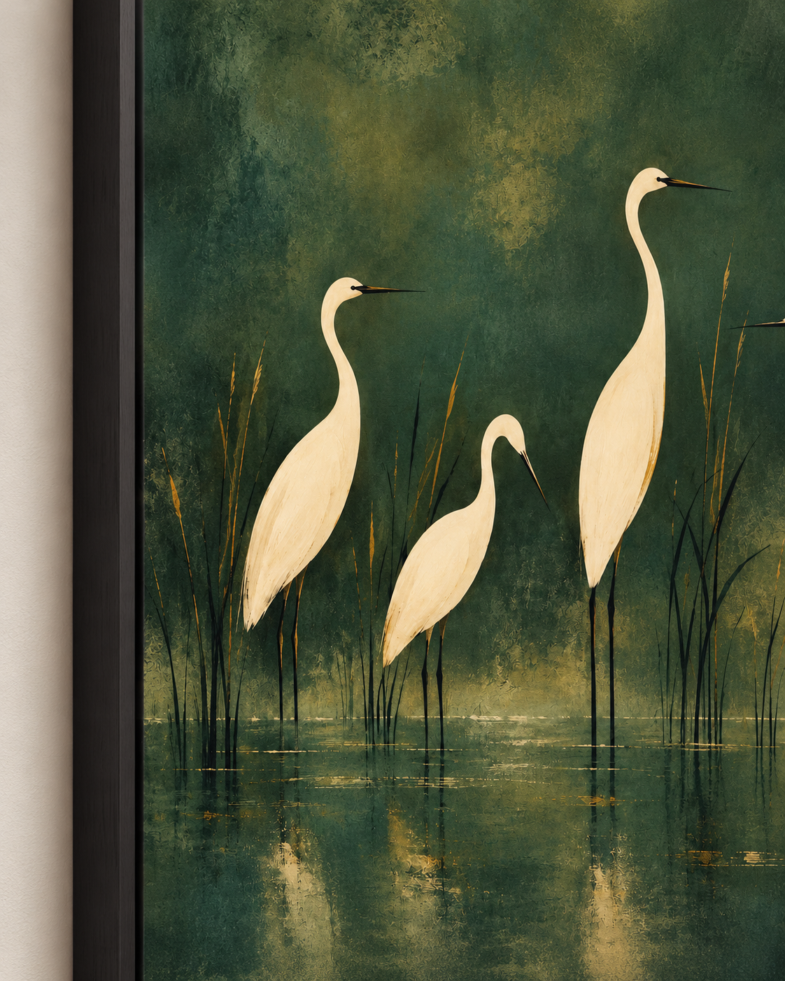 Close-up of Quiet Gathering in a dark float frame