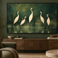 Quiet Gathering wall art in a green living room