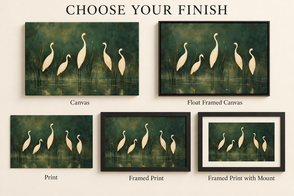 Choose your finish guide with canvas and framed print options