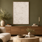 Neutral quote artwork in an olive green living room