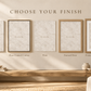 Choose your finish guide showing canvas, framed canvas and print options