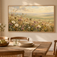 Meadow Reverie landscape art displayed in a warm dining room