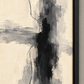Close-up of Quiet Contrast canvas in a black float frame