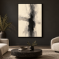 Quiet Contrast abstract wall art on a charcoal living room wall