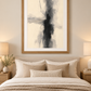 Mounted framed Quiet Contrast print in a neutral bedroom