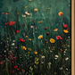 Close-up of wildflower artwork in an oak float frame