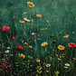 Close-up of dark green wildflower canvas