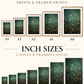Dark green meadow A-series print and canvas size guide