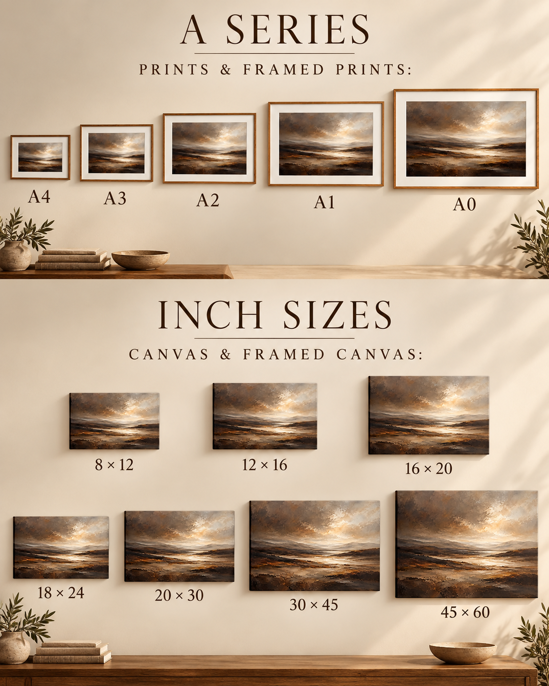 The Quiet Earth A-series print and canvas size guide