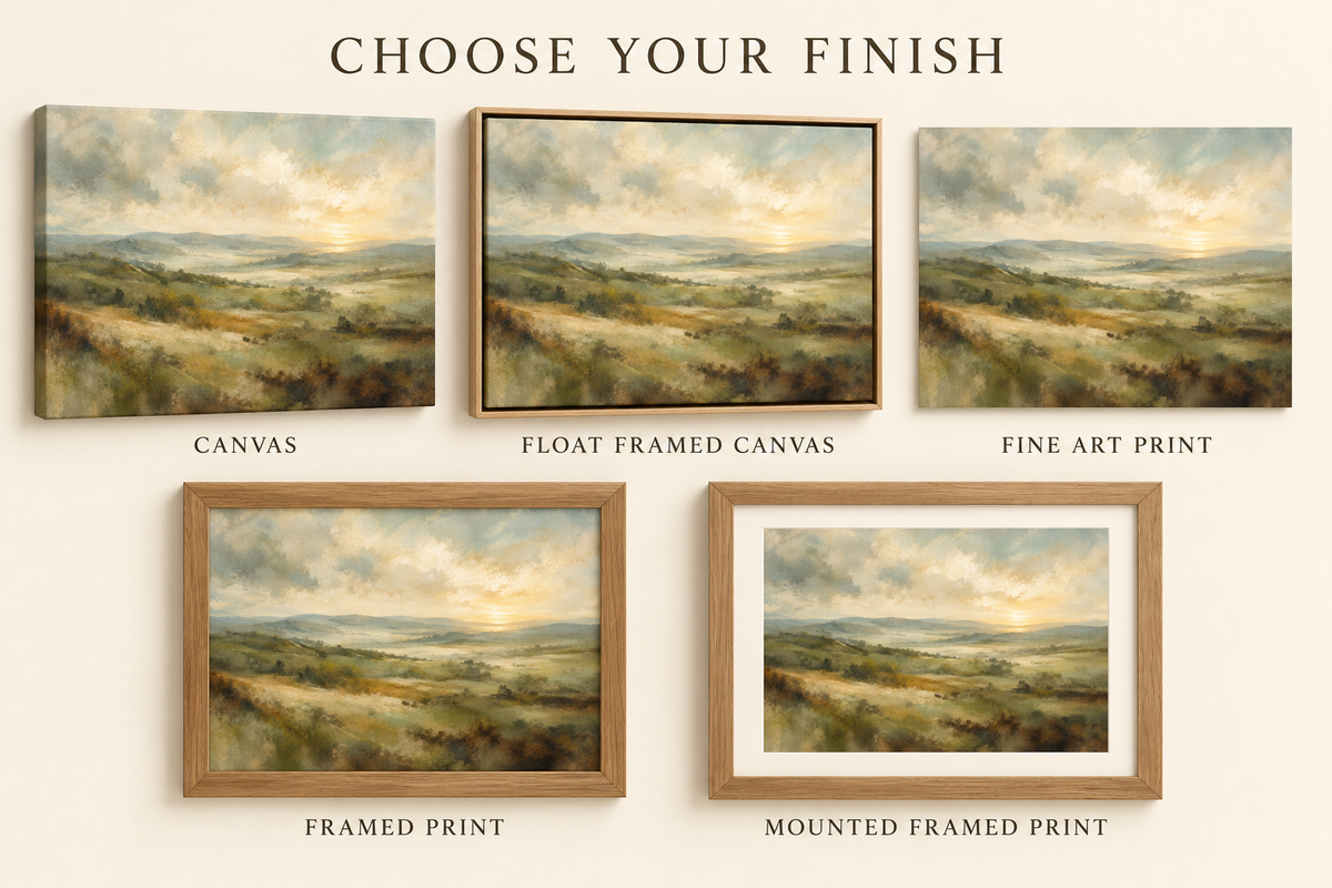 Choose your finish guide showing canvas and print options