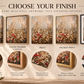 Wildflower wall art choose your finish guide showing canvas, float framed canvas, print, framed print and mounted framed print